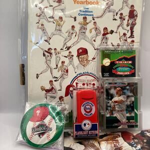 Philadelphia Phillies Phan Pack. 1984 Yearbook 1994 Calendar 93 World Series Pin